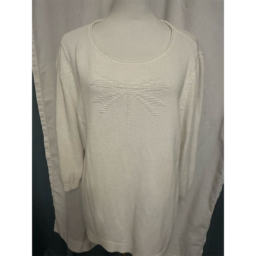 Talbots Nautical Women's XL Ivory Knit Pullover Sweater Long Sleeve Casual
